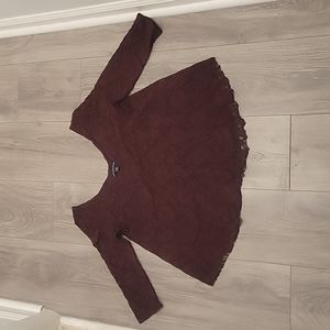 AMERICAN EAGLE OUTFITTERS Maroon Lace open neck Top Size XS/TP